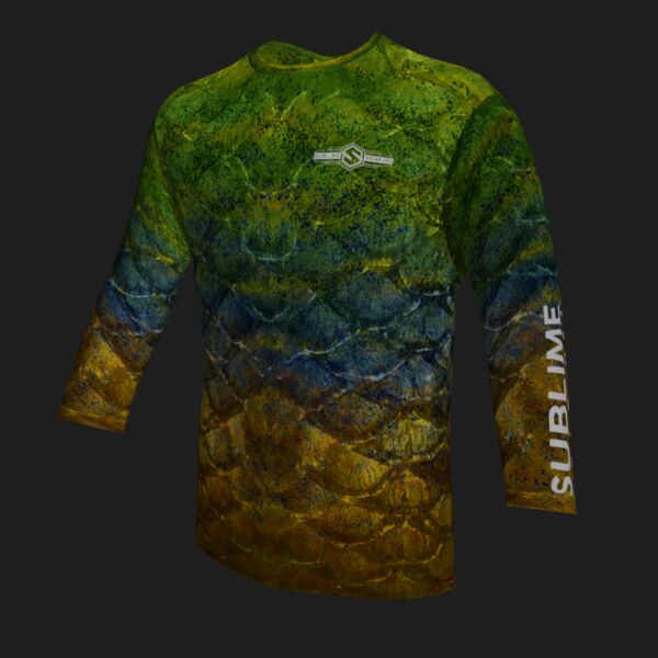 Performance Long Sleeve Shirt - Colored Scales - Green/Blue/Gold Thumbnail