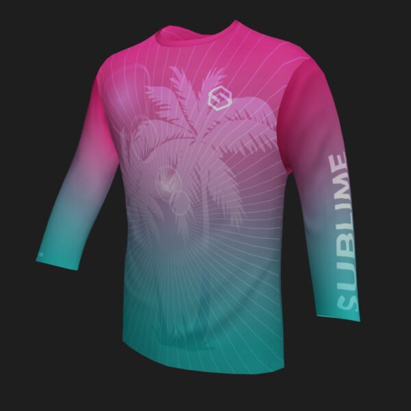 Performance Long Sleeve Shirt - Tropical - Coastal Hot Pink/Turquoise Thumbnail