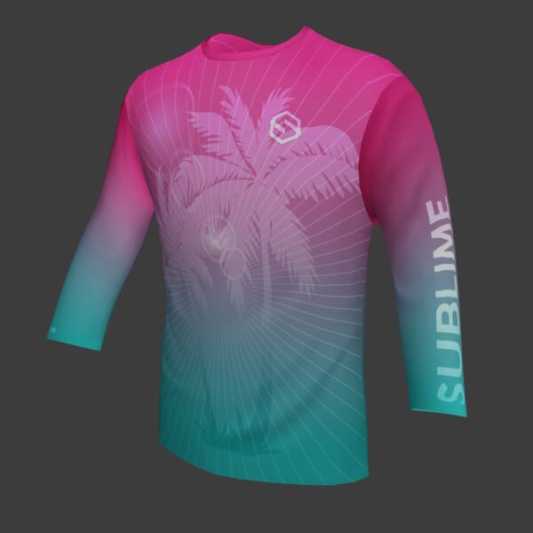 Performance Long Sleeve Shirt - Tropical - Coastal Hot Pink/Turquoise Thumbnail